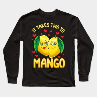 It Takes Two To Mango Funny Fruit Tango Food Pun Long Sleeve T-Shirt